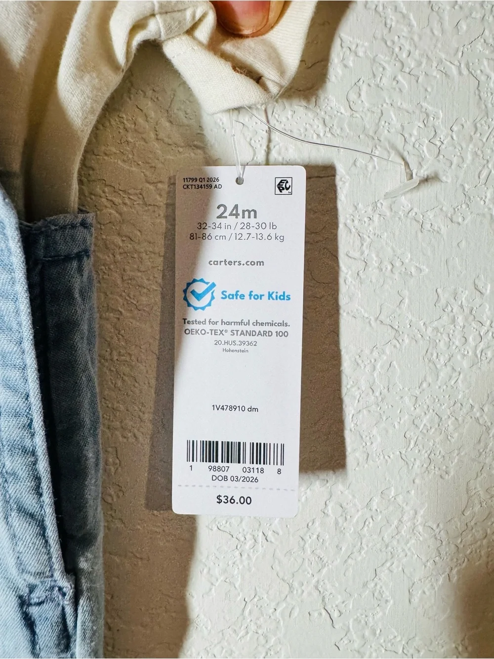 Carter's Light Blue Denim Short Overalls with Button NWT
